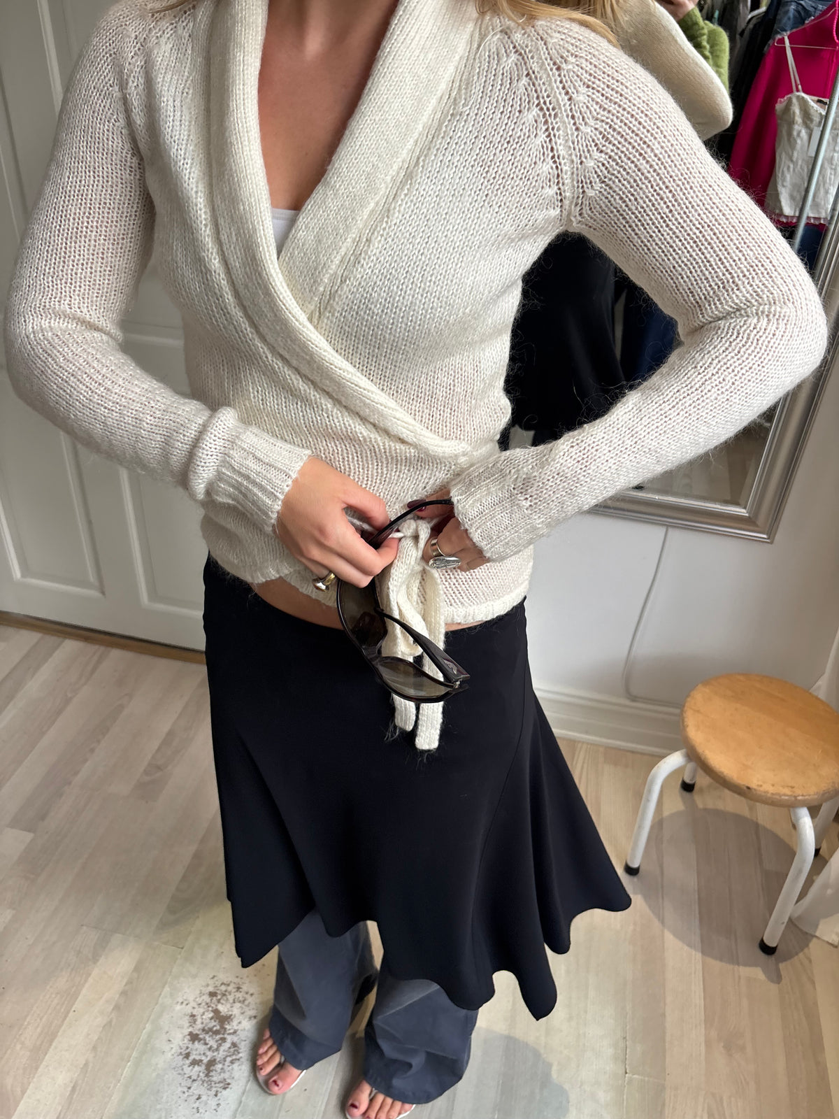 Hvid wrap sweater