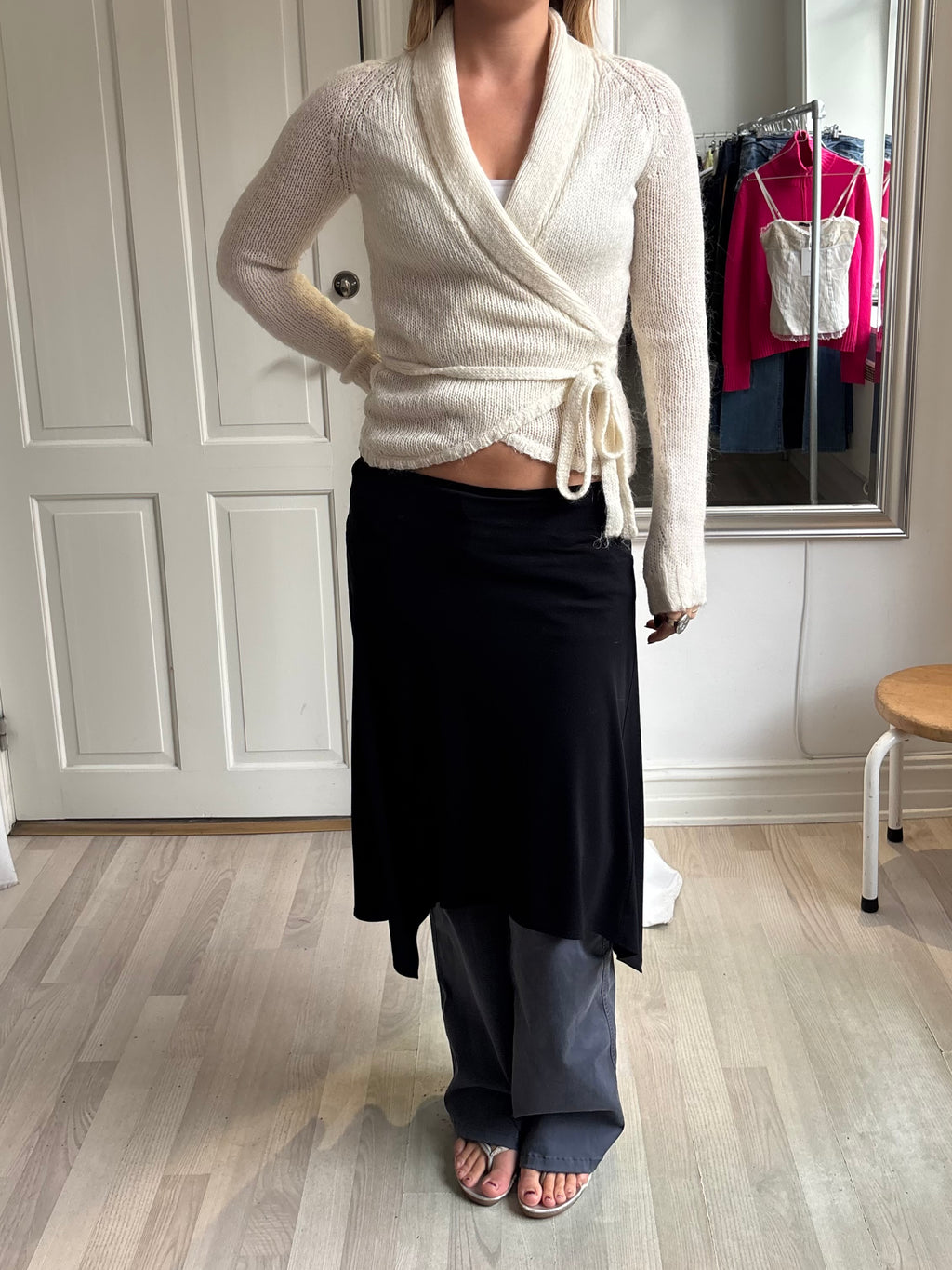 Hvid wrap sweater