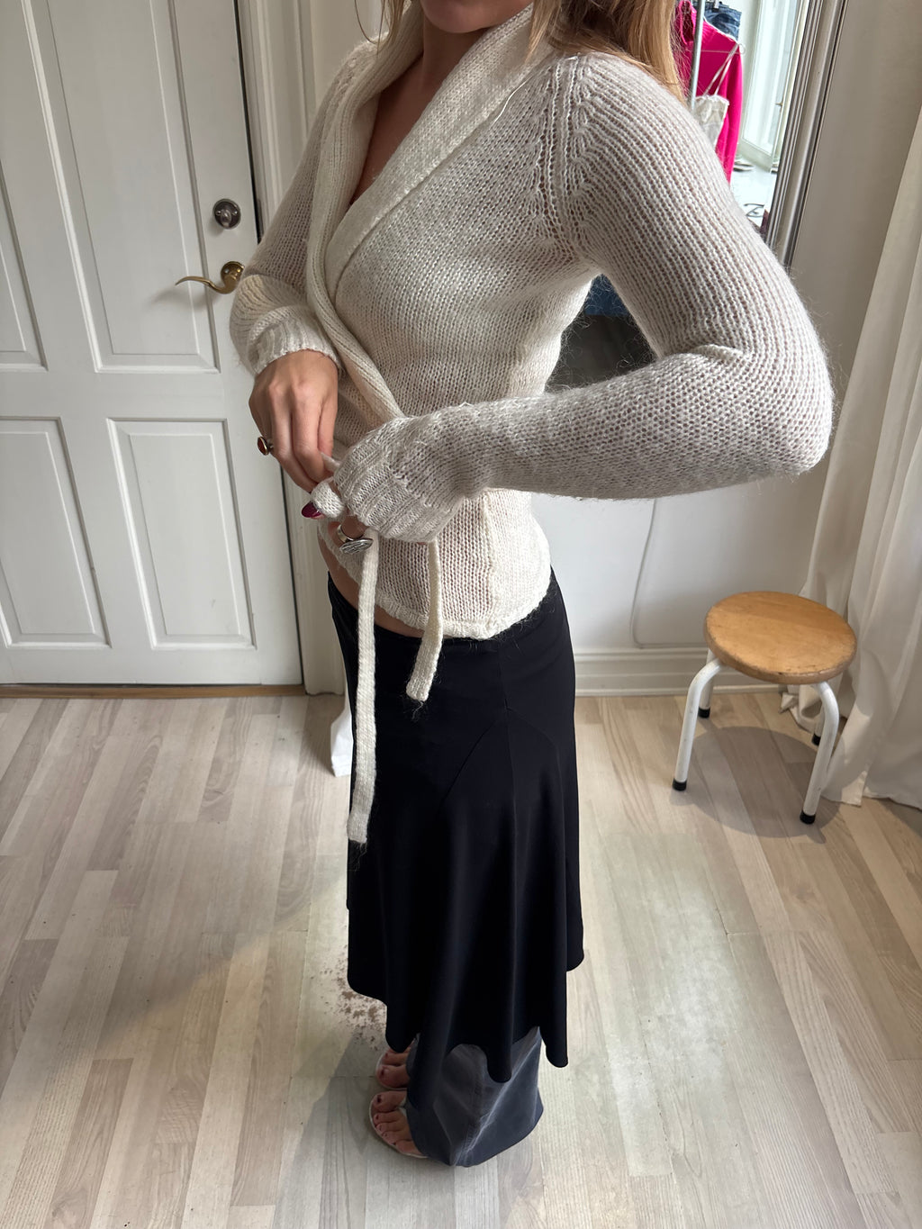 Hvid wrap sweater