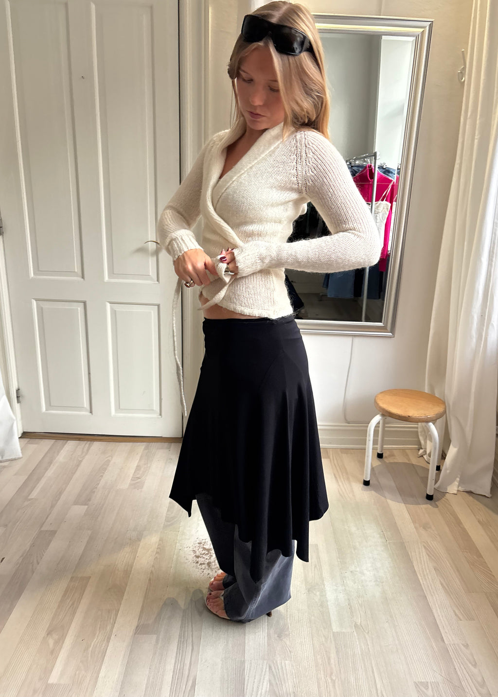 Hvid wrap sweater