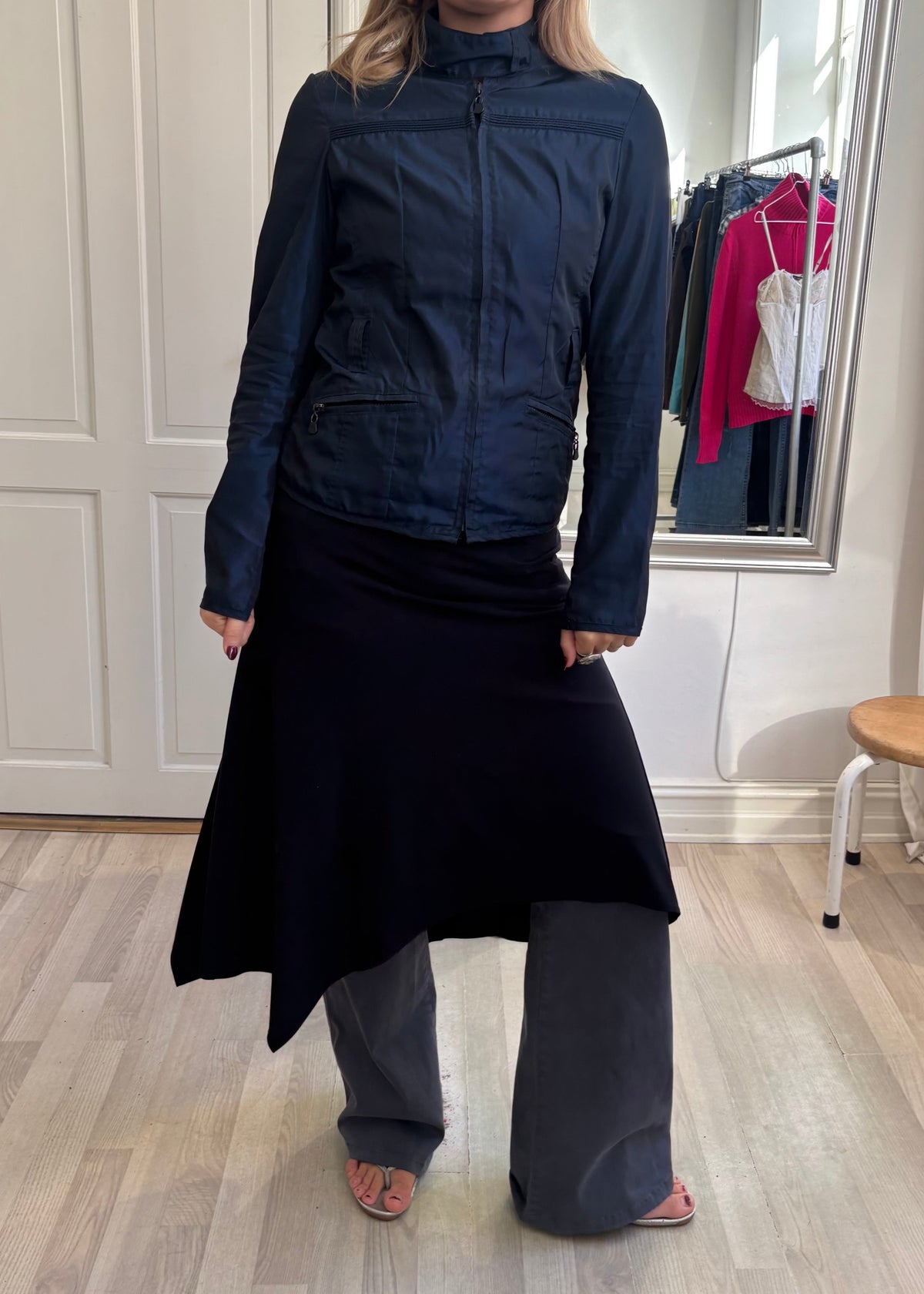 Blå shiny jakke