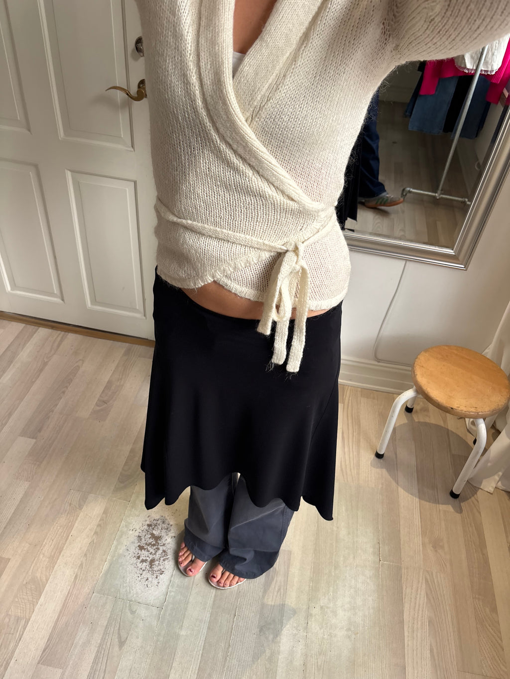 Hvid wrap sweater