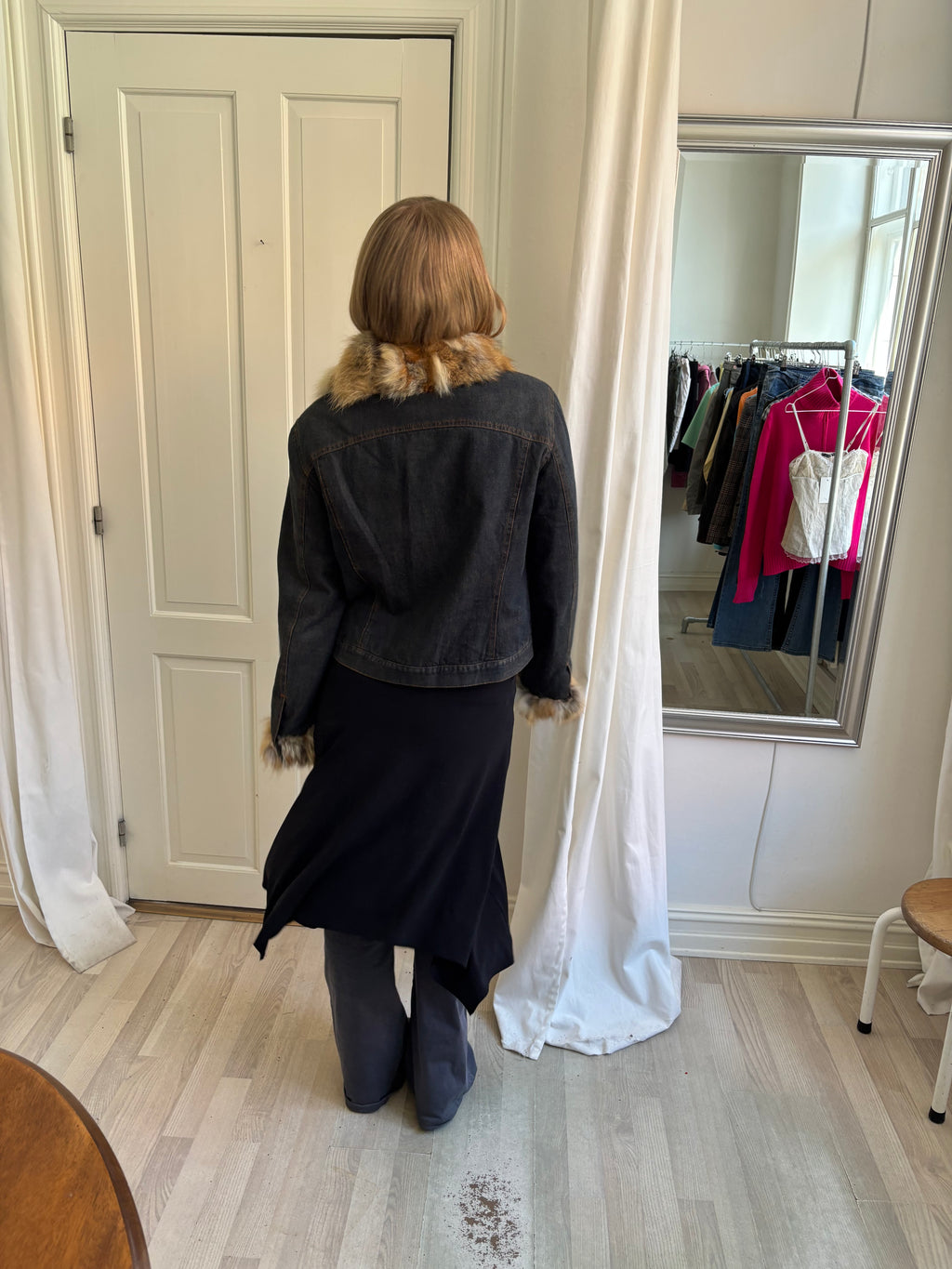 Denimjakke med pels