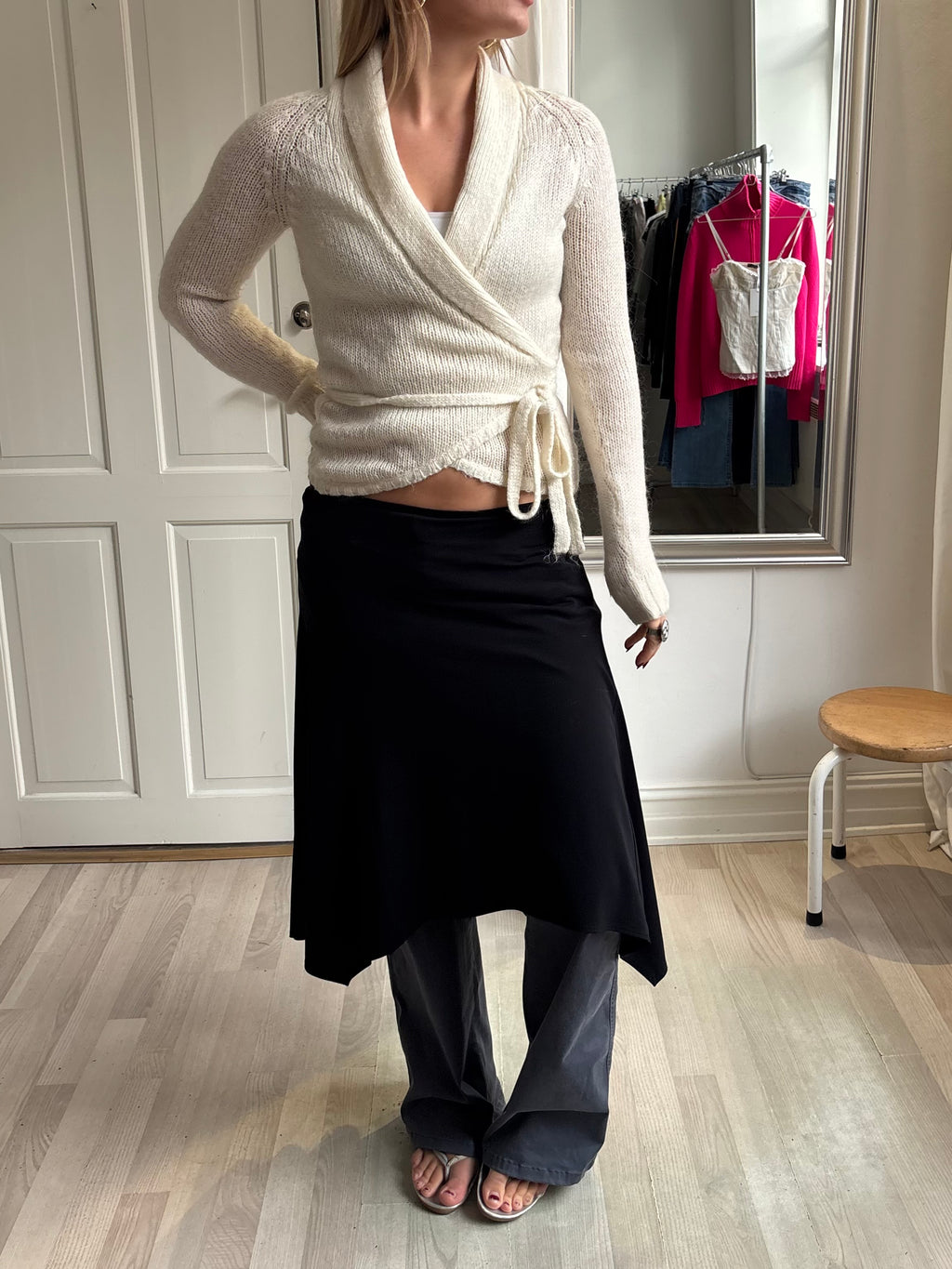 Hvid wrap sweater