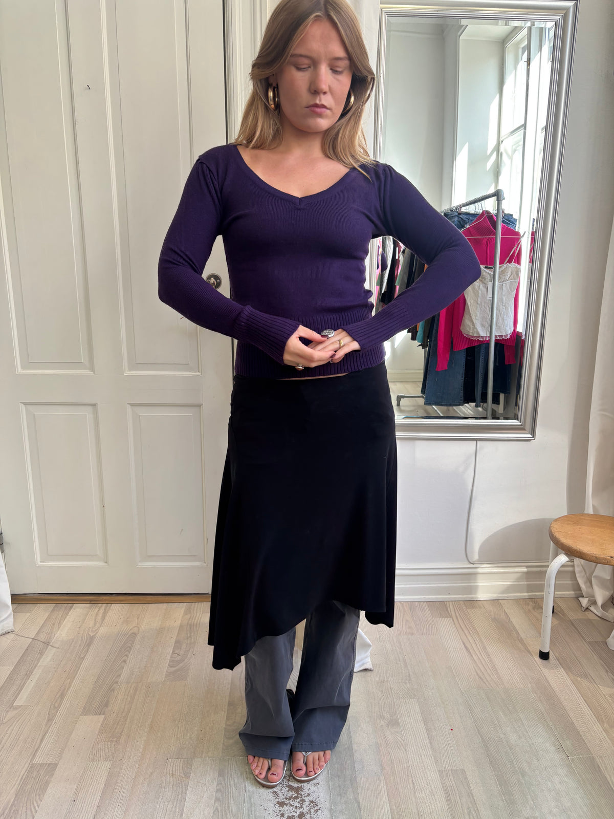 Lilla strik med V-hals