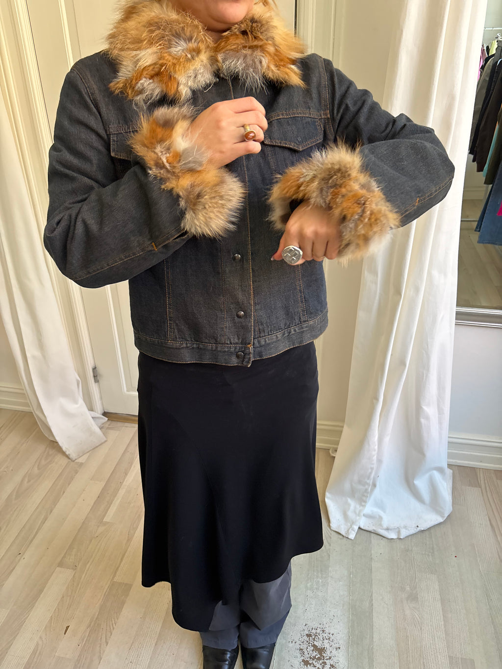 Denimjakke med pels